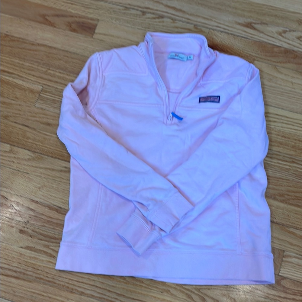 Vinyard Vines Shep Shirt Pink Quarter-Zip Pullover